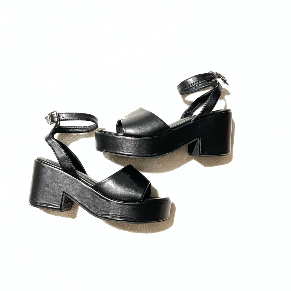 Black chunky heel sandals